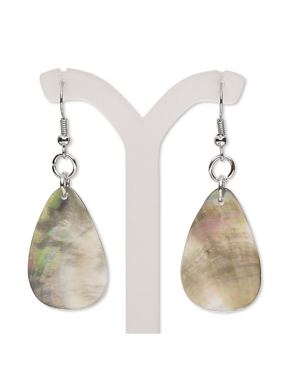 Handcrafted Natural Organic Black Lip Shell Teardrop Shape Pendant Earrings